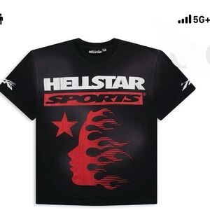 Hellstar Sports Black Short Sleeve Graphic Tee with Red Print